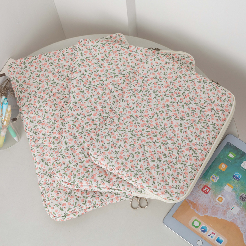 Computer Bag Korean New Style Inner Bag Fashionable iPad Flat Bag Fresh Floral Quilted Laptop Storage Bag