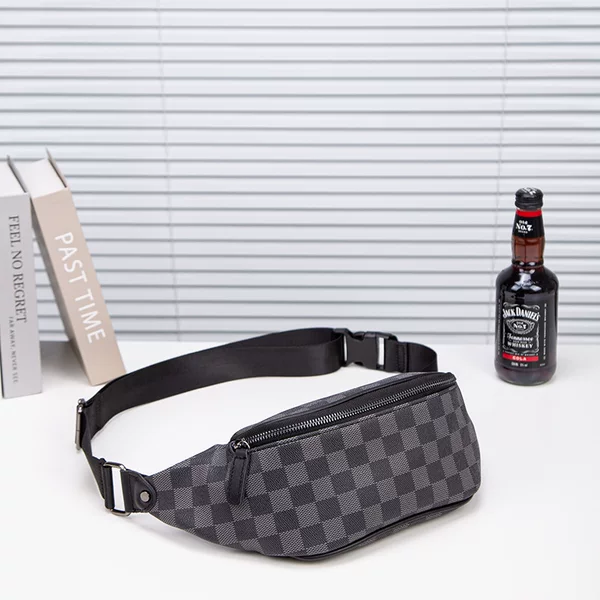 New Chest Bag Men's Casual Men's Waist Bag Single Shoulder Crossbody Bag Men's Mobile Phone Bag Chest Backpack Checkerboard Trendy Ready Stock