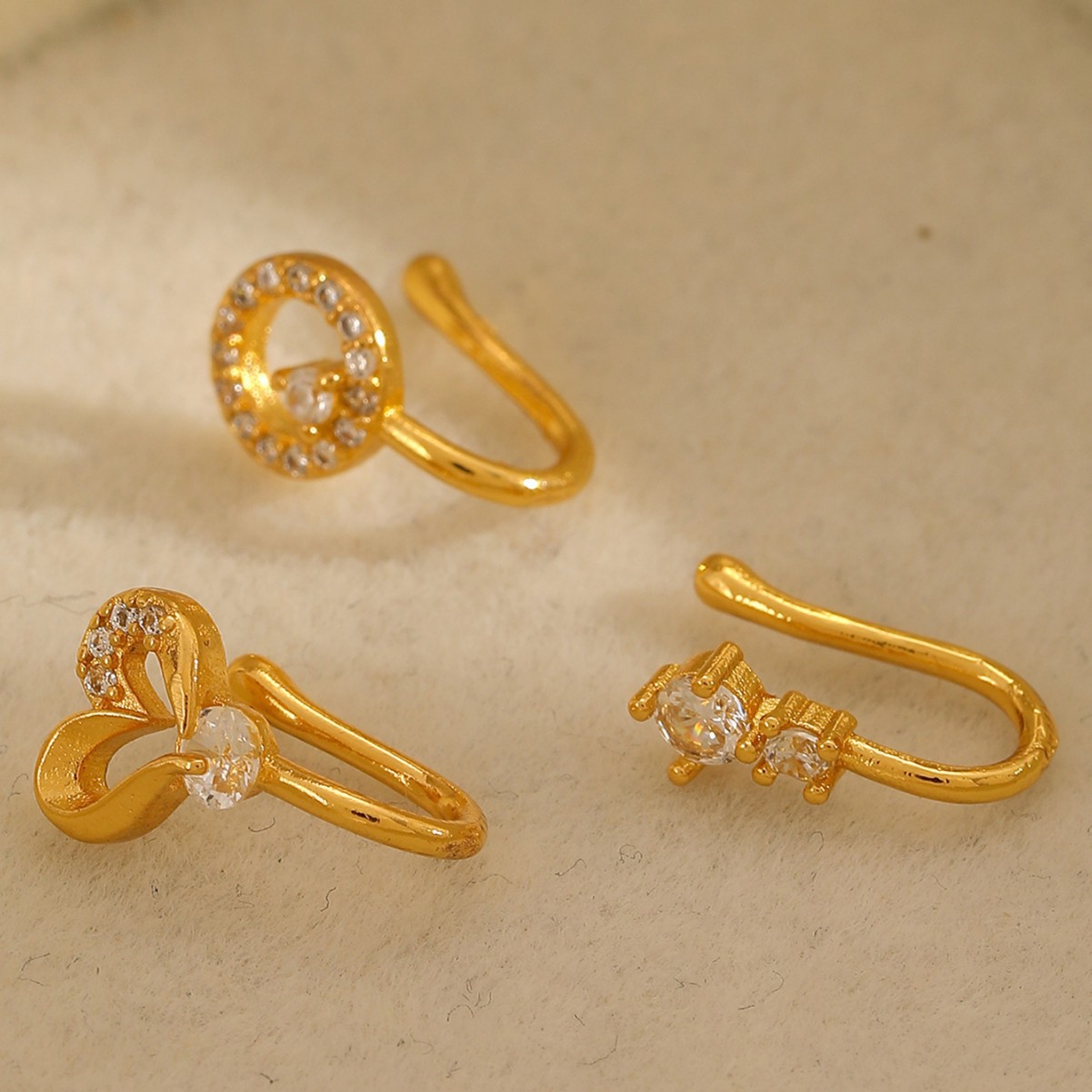 Anello al naso in zircone a forma di u senza foro rame_voghion.com