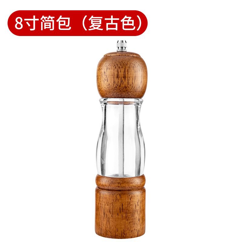 Amoladora de pimienta de madera transparente base traje cocina pimienta sal marina Molino de pimienta negro hogar camping condimento botella