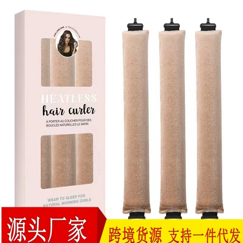3-hook velvet hair curlers, big-wave sleep rollers set, multi-piece plush curling rods