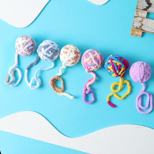 Pet wool ball with rope braid bite resistant funny cat toy self-Hi color bell ringing pet dog toy ball wholesale