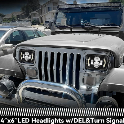 Cross-Border 5inch Wrangler 4-Bead Moon-Style Car Led Square Truck Headlight Off-Road Vehicle Front Light (Ön faralar) - 5inch-square-4-beads-crescent-moon