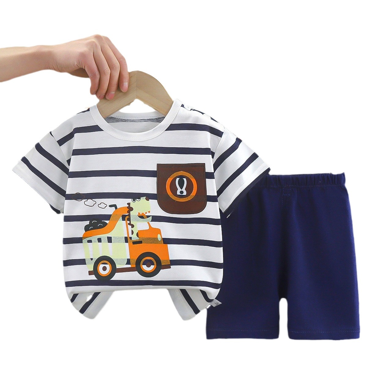 Traje de manga corta para niños Camiseta de algodón para niños Bebé Ropa de verano para niños Pantalones cortos para niñas Ropa de bebé Verano al por mayor