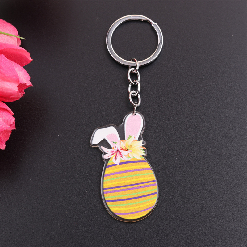 Simple Style Rabbit Animal Stainless Steel Arylic Printing Easter Keychain display picture 8