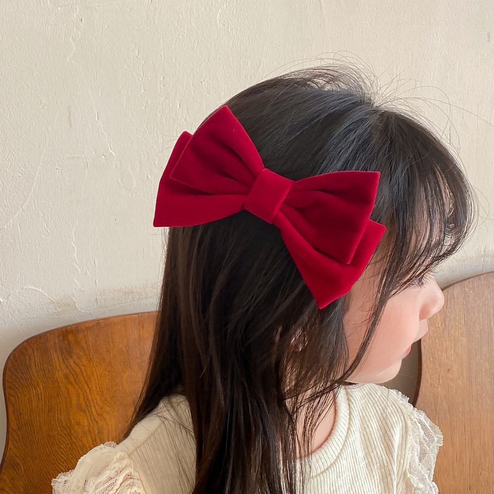 韩国儿童Iins丝绒蝴蝶结发夹网红女童发饰2021新儿童边夹亲子系列|ru