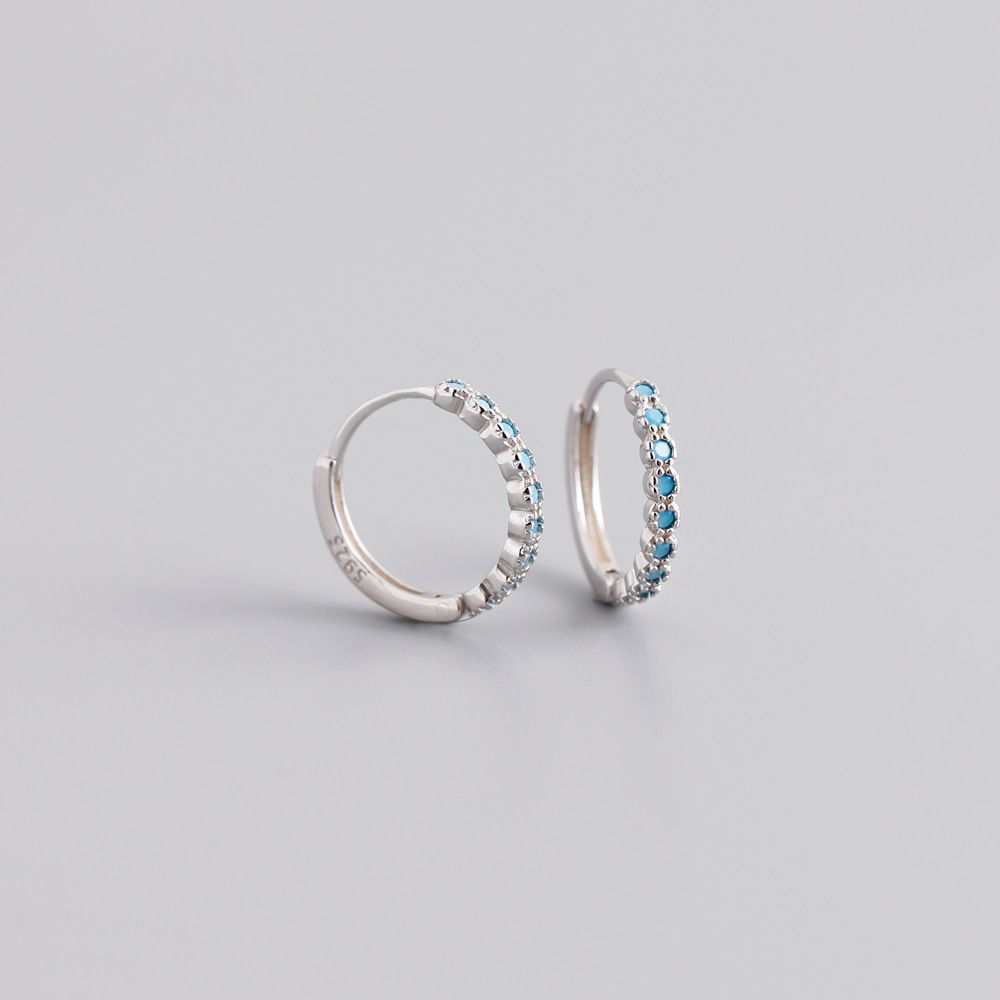 Earrings Classification 1 Pair Quantity 1 Pair 925 Sterling Silver Circle Round Zircon Earrings