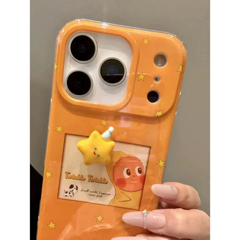 卡通黄底相框腮红立体星星人适用iPhone17promax苹果16手机壳15女|undefined