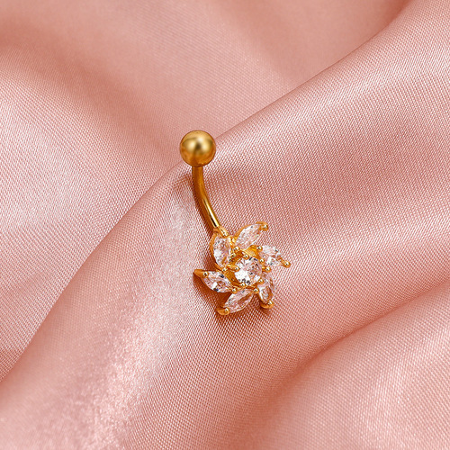 European and American wish hot-selling diamond-encrusted flower navel nails foreign trade new African navel ring navel ornaments body piercing jewelry