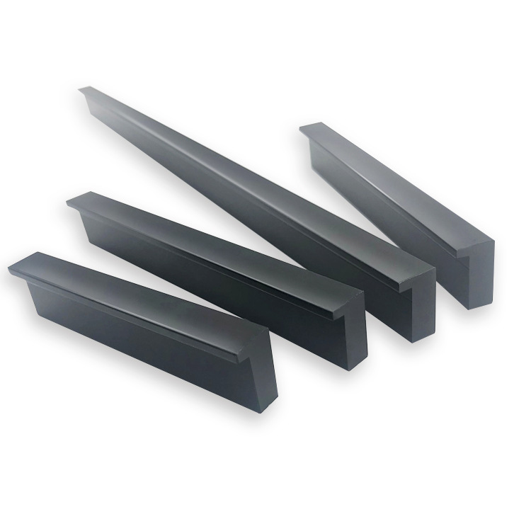 現代簡約鋁合金加長7字形拉手衣櫃櫥櫃抽屜把手黑色家具五金拉手