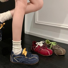 现货原创色彩美学～德训鞋秋季新款软皮轻便运动休闲鞋阿甘鞋女款