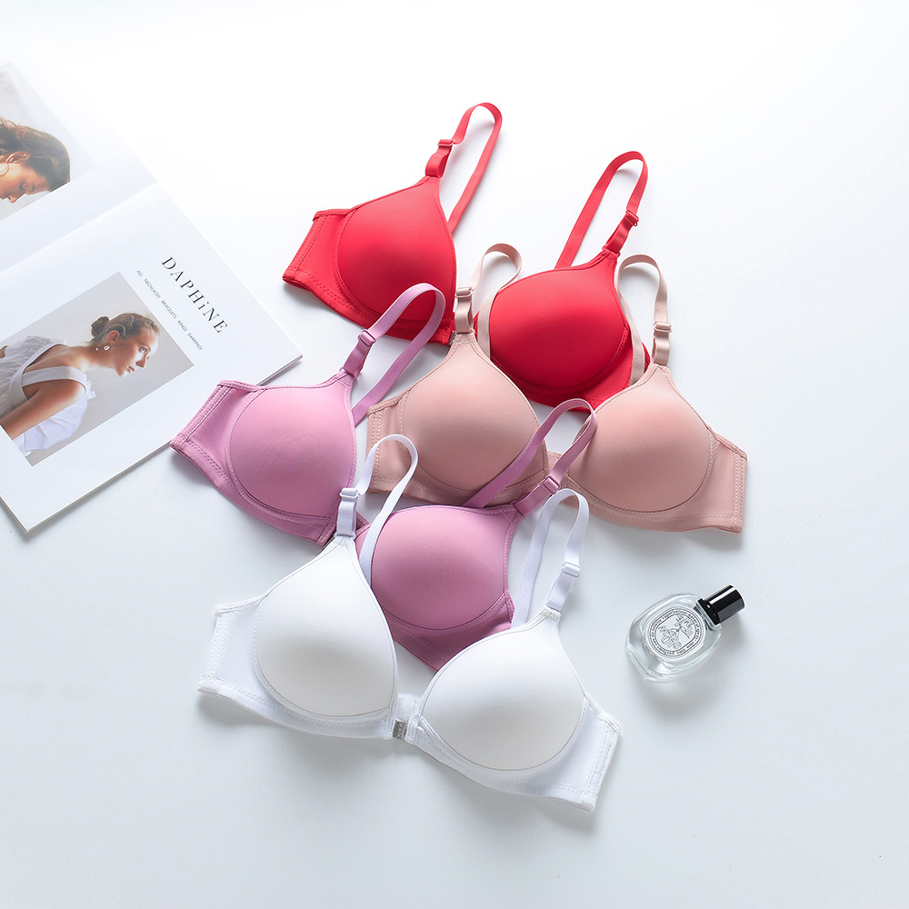 El comercio exterior transfronterizo brillante botón frontal inalámbrico sujetador sin costuras de mediana edad y ancianos ajustable delgada Copa superior ropa interior de apoyo para las mujeres