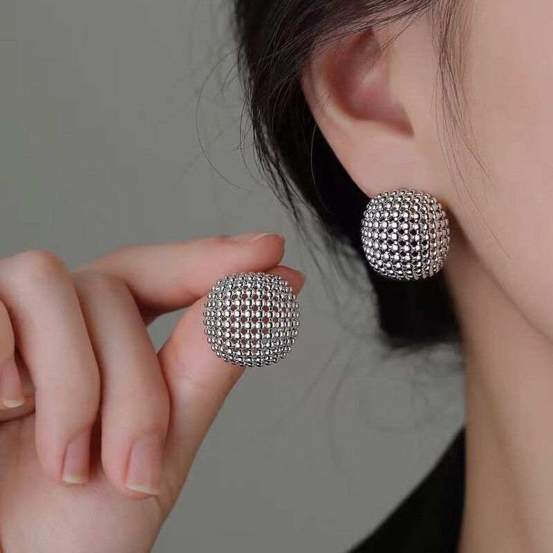 925 Silver Needle Cut Out Square Earrings Niche Design 2025 New Popular Earrings High-End Women's Earrings