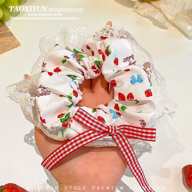 Encaje retro francés, diadema de intestino grueso, mujer 2025, nuevo estilo, cuerda para el cabello, banda de goma, lazo, dulce cuerda para el cabello, accesorios para el cabello