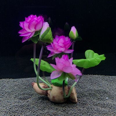魚缸仿真樹脂蓮藕造景水族箱絹布仿真塑料花蓮花水族裝飾擺件