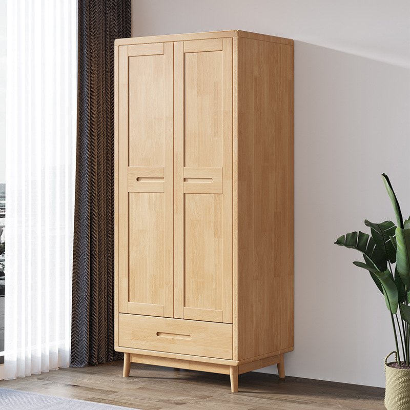 Armario de ratán de madera maciza nórdico simple moderno hogar adulto pequeño apartamento dormitorio gabinete de almacenamiento con cajón y armario image 9