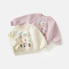 女童卫衣秋装2025新款洋气儿童衣服宝宝小童长袖上衣春秋米白色