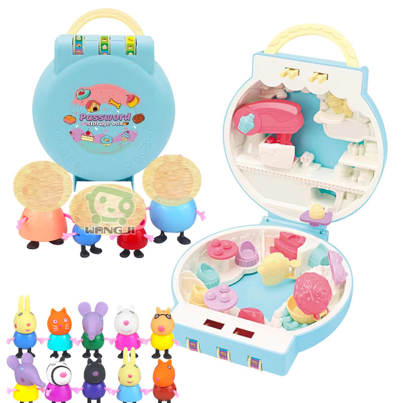 Peppa Pig amarillo de doble cara Casa de doble capa Villa Peppa Familia cuatro niñas Princesa niños juegan juguetes de la casa