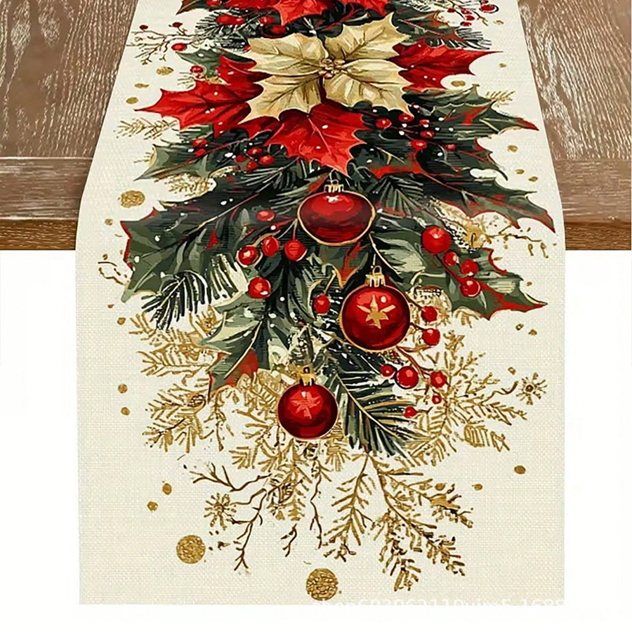Amazon transfronterizo nueva bandera de la mesa de Navidad fábrica directa invierno muñeco de nieve Santa estampado almohadilla de mesa