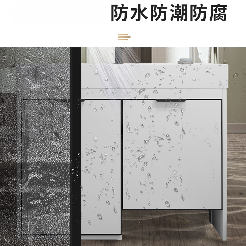 armario de lavandería de aluminio espacial con robot de barrido de piso armario de balcón combinación lavabo de mano armario de almacenamiento lavabo