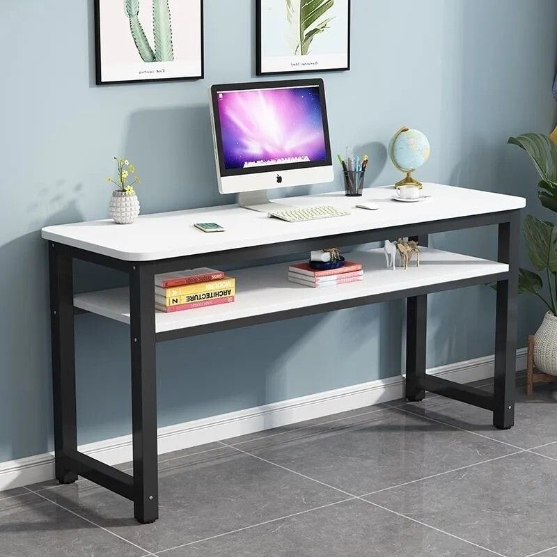 Desk for Home Use, Student Double-Layer Long Writing Desk, Double-Person Office Workstation, Simple Desktop Computer Desk for Bedroom Desk for Home Use, Student Double-Layer Long Writing Desk, Double-Person Office Workstation, Simple Desktop Computer Desk for Bedroom