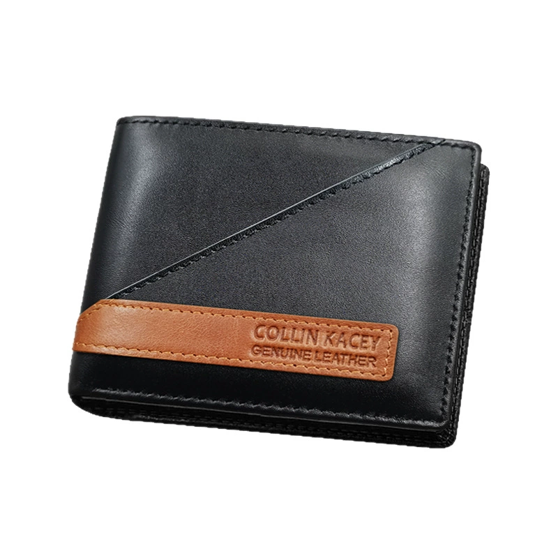 Retro leather wallet, short card holder, city style, top‑layer cowhide, compact 13×11×3.5 cm