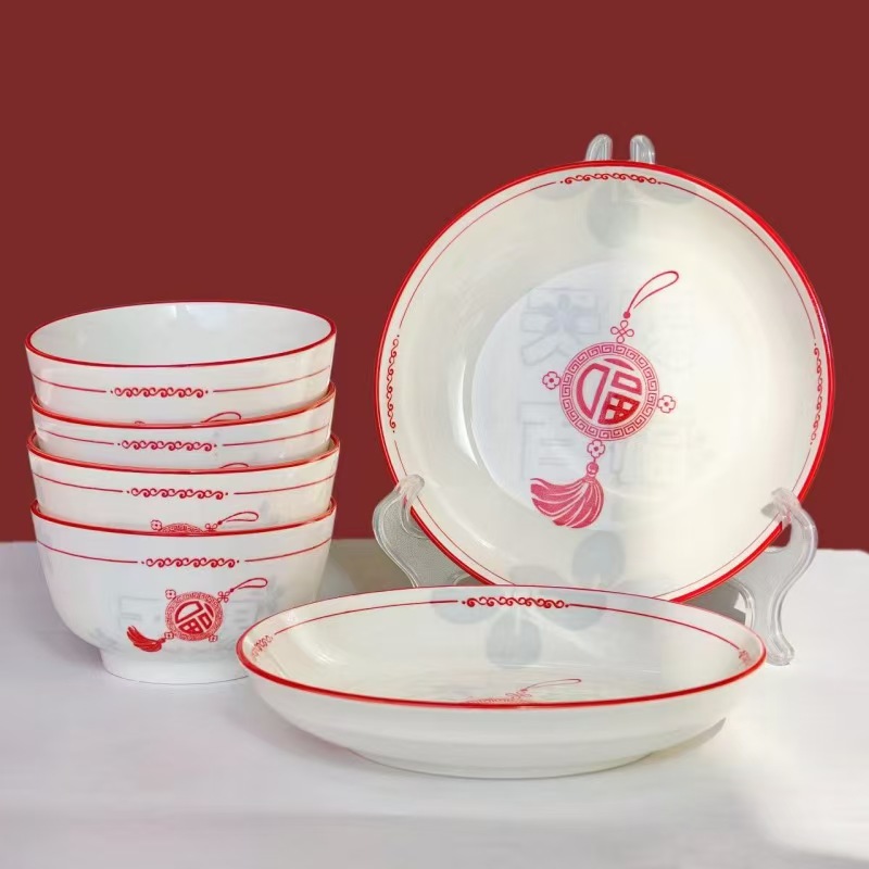 Ceramic Tableware Underglaze Color Ceramic Plate Bowl Household Plate Ceramic Plate 8-inch Fruit Plate Can Enter Microwave Oven Dishwasher