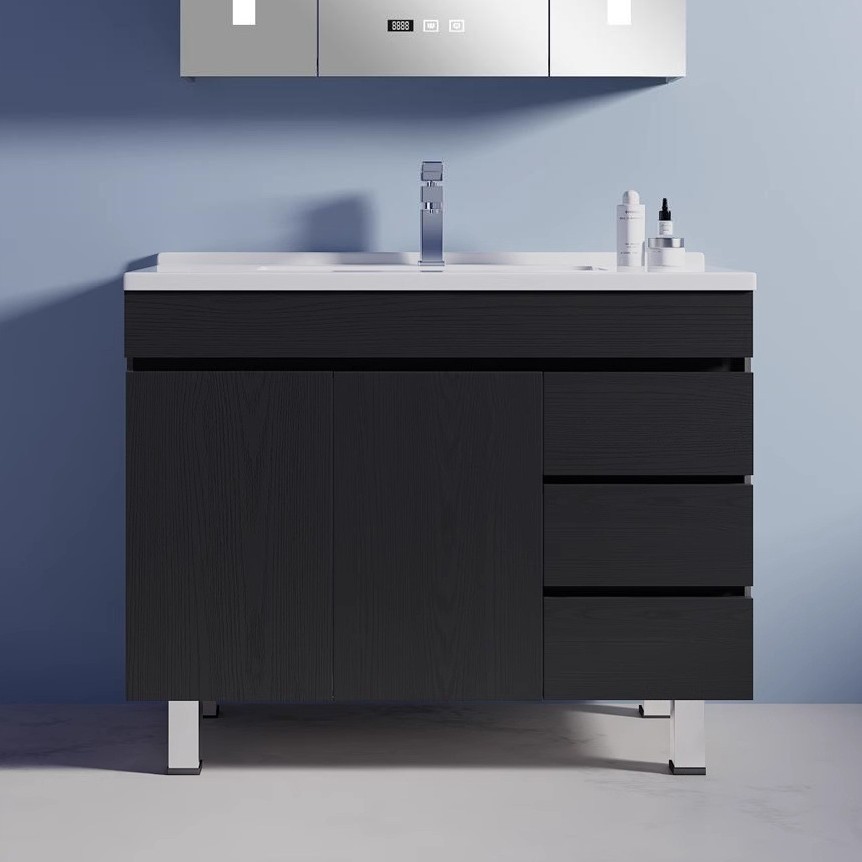 Nórdico inteligente piso gabinete de baño inodoro simple baño de madera sólida lavado cara lavado mano lavabo lavabo gabinete combinación