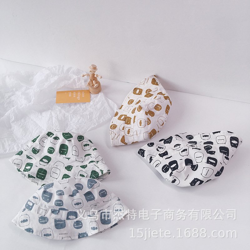 儿童帽子春夏款小清新男童女童卡通韩版防晒遮阳户外日系渔夫帽