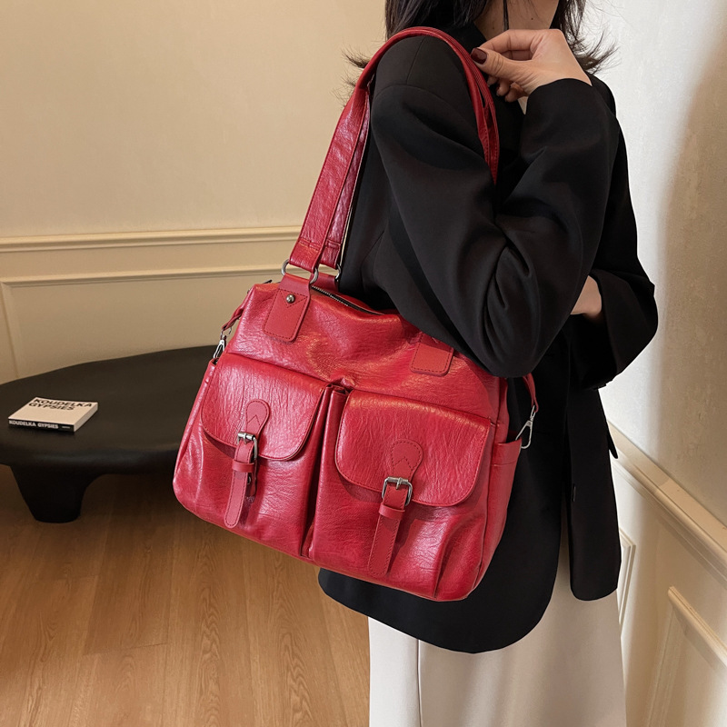Bolso de axila de gran capacidad para mujer 2024 otoño e invierno nuevo bolso de hombro de moda retro bolso de mujer de ocio de viaje de trabajo