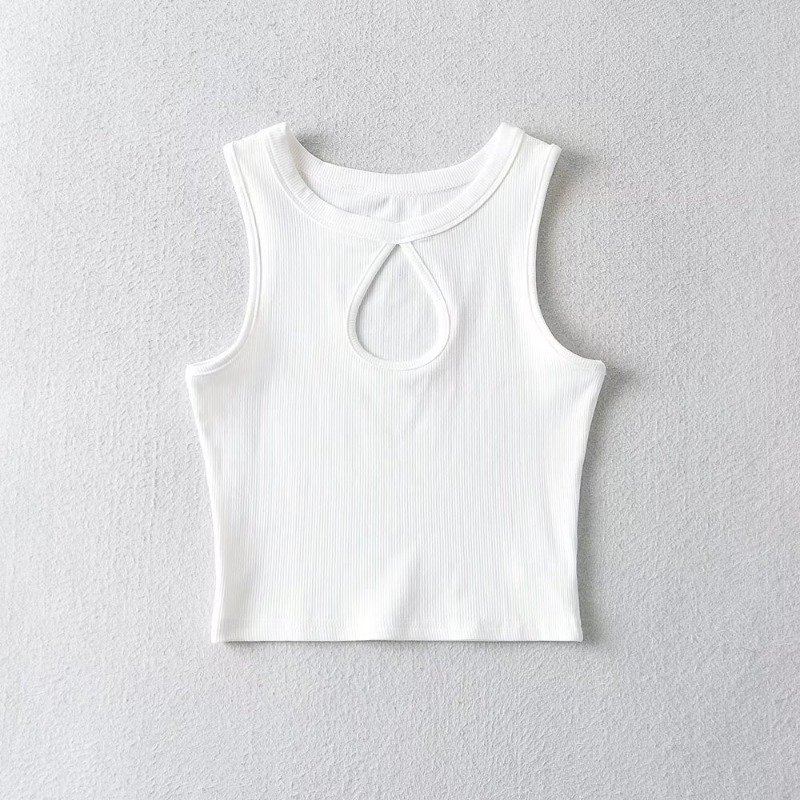 Round neck slim chest water drop hollow tank top NSXDX120883