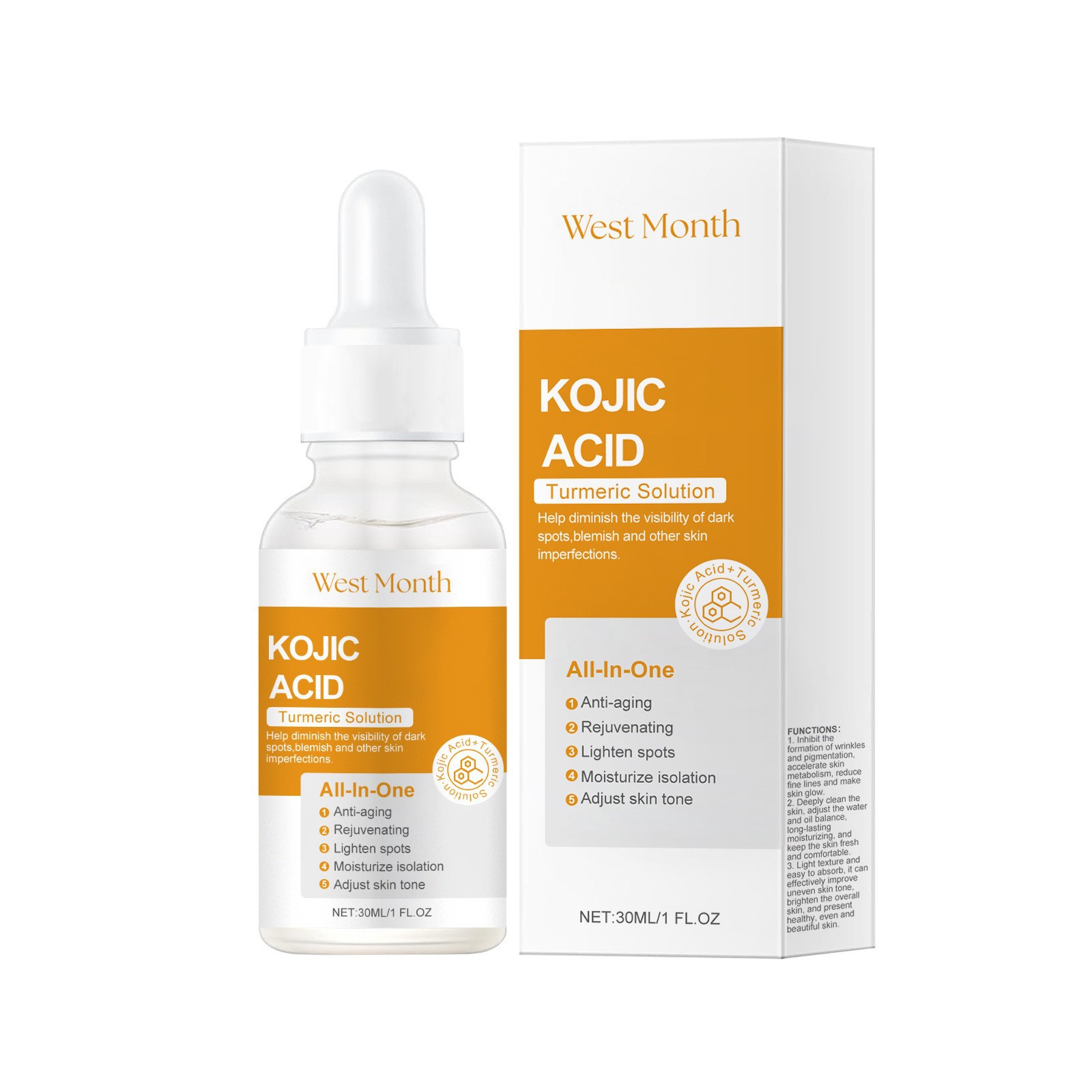 West Month Turmeric Kojic Acid Essence Hydrating and Skin-Softening Natural Glow Moisturizing Facial Essence