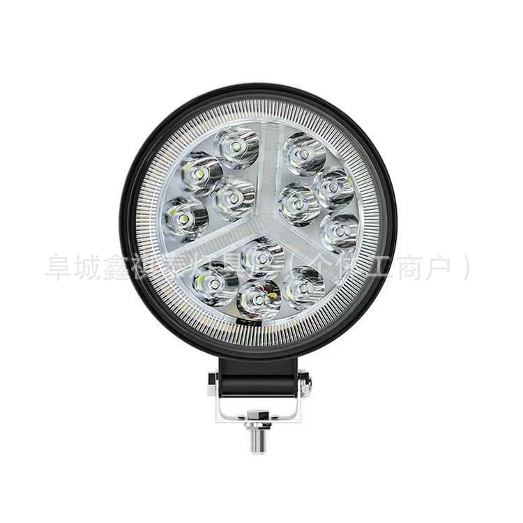Nueva luz de trabajo led de gran campo de visión redonda de 4 pulgadas 12led36W luz amarilla luz diurna con luz auxiliar de camión intermitente