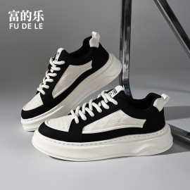 男鞋春秋新款板鞋青少年小白鞋厚底皮面轻便学生休闲百搭运动鞋潮