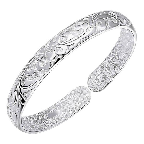 Silver-plated open-link wide-handled bracelets with lotus seed patterns, suitable for women's ethnic style decorations, wholesale supply for stall vendors