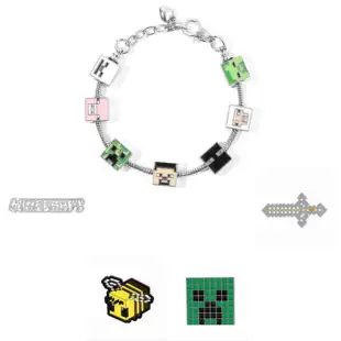 Набор браслетов и брошей по мотивам Minecraft