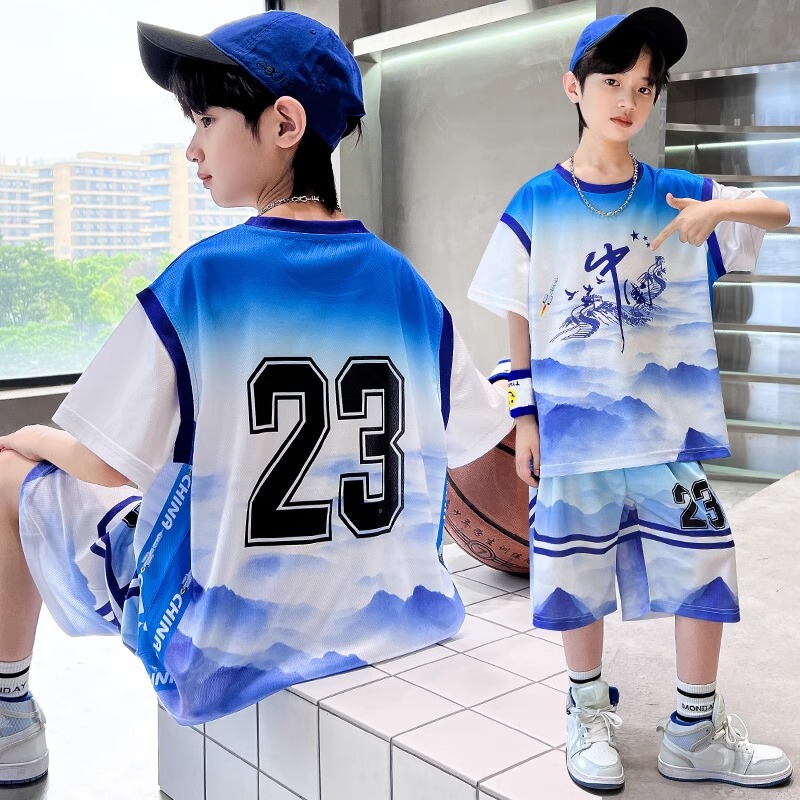 Boys' Summer Outfit 2026 New Trendy Quick-Dry Sports Short-Sleeve Breathable Children's Summer Training Basketball Uniform Boys' Summer Outfit 2026 New Trendy Quick-Dry Sports Short-Sleeve Breathable Children's Summer Training Basketball Uniform