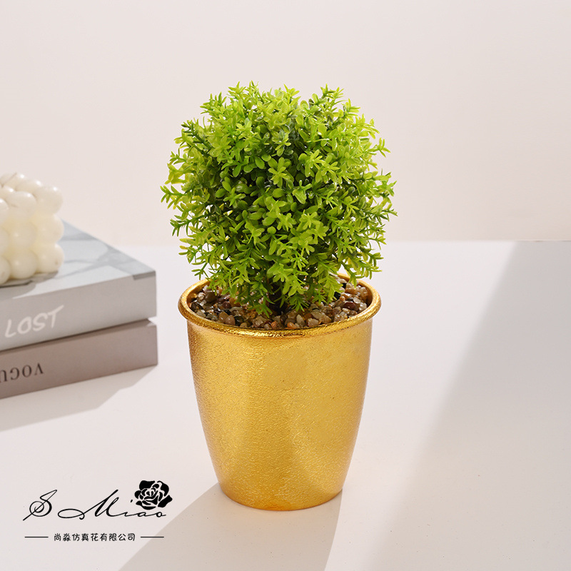Flor falsa estilo pastoral bola de hierba pequeña flor de simulación bonsai decoración creativa flor de moda plantación verde artificial simulación maceta image 3
