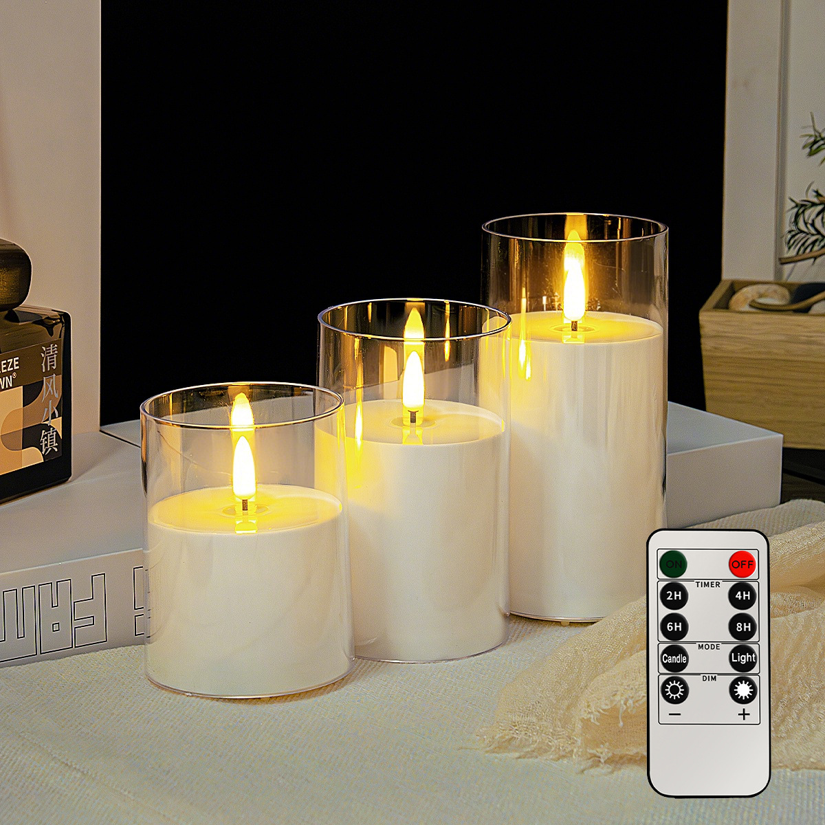 LED velas electrónicas concierto de velas decoración guión matar la luz de la atmósfera luz de la noche de Navidad vela de control remoto