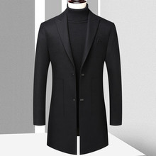2022冬季新款中年男士高品质修身针织羊毛大衣男休闲外套LZM65890