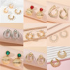 Design metal fashionable earrings from pearl, set, simple and elegant design