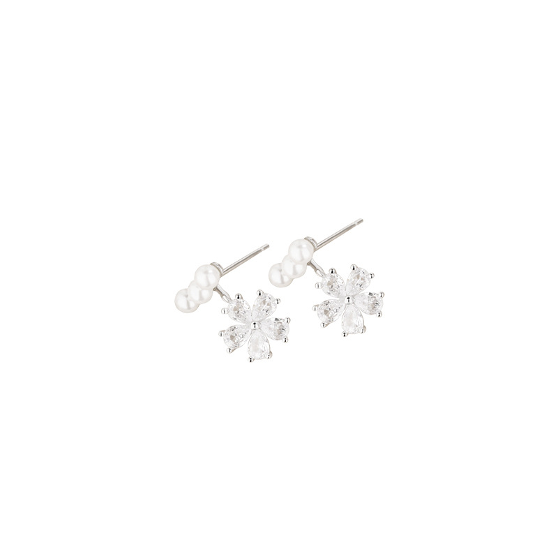 Pendientes de perlas de flores Pendientes de diseño de nicho de plata esterlina 925 para mujeres 2023 nuevos pendientes de temperamento de alta calidad de lujo ligero
