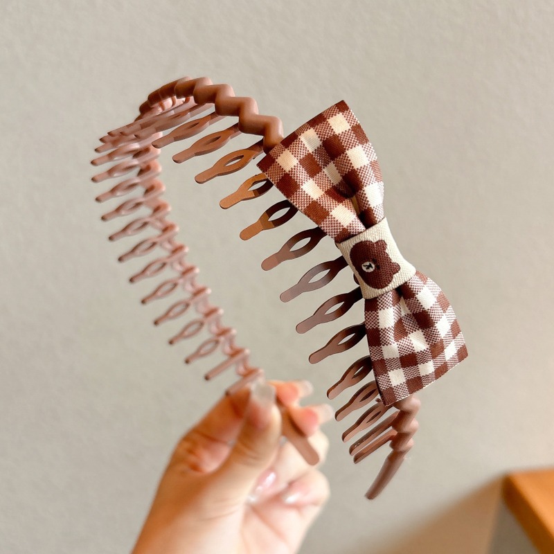 Otoño y invierno leche de café lindas flores peinadas peinadas de cabello para niños dibujos animados cinturón de cabeza de dientes antideslizantes peinadas de cabello para mujeres