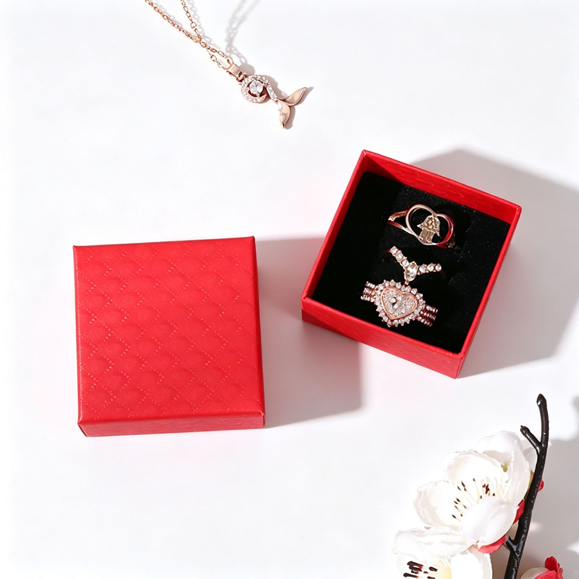 Caja de Regalo de Cartón para Joyas con Tapa y Base de Papel