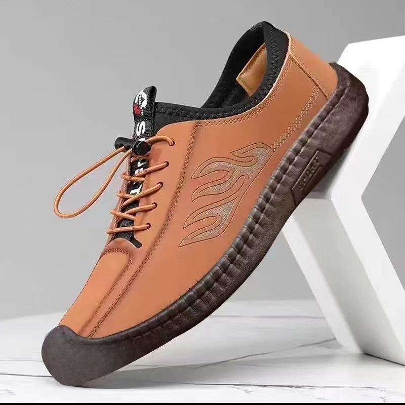 [8315-Mesh Leather Shoes] Men's Leather Shoes Soft Sole Shoes Non-Slip Wear-Resistant Business Leather Shoes Work Shoes Men's Trbottomy Shoes