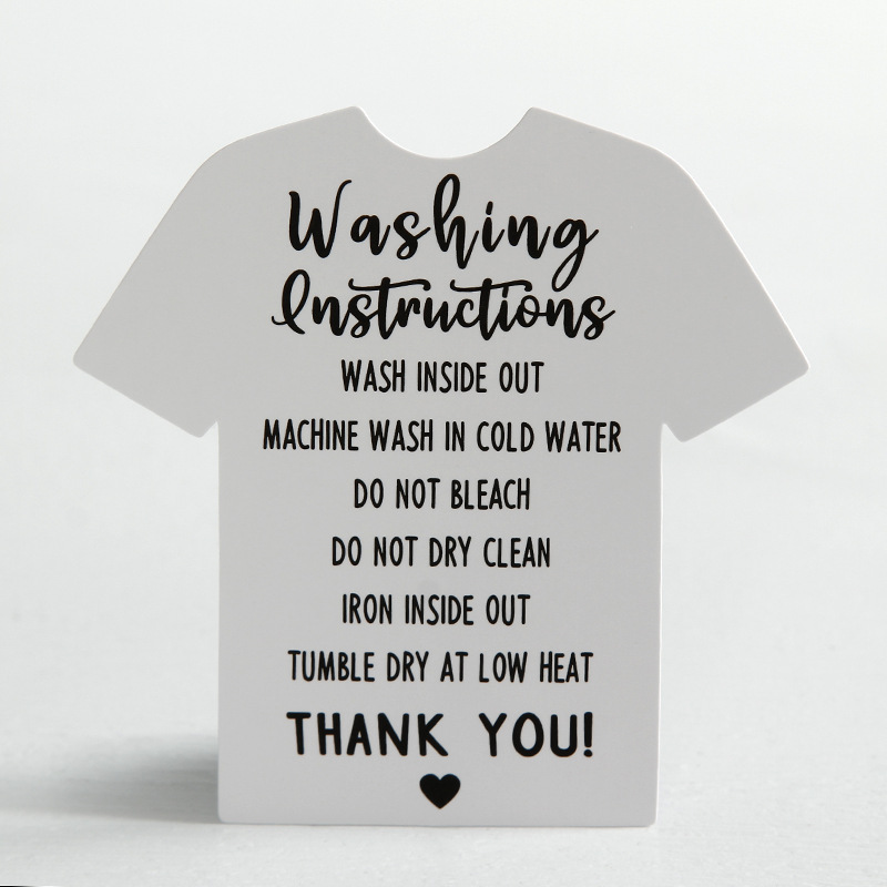 T恤护理卡片亚马逊warning提示卡感谢卡片现货可加印售后异形卡片