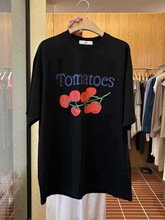 韩国东大门代购2025夏新款小西红柿印花短袖T恤女宽松休闲上衣