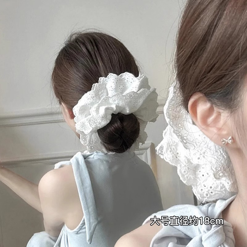 Encaje blanco francés, lazo para el cabello de intestino grueso, banda de goma femenina, hilo para el cabello de alta calidad, hilo para el cabello de alta elasticidad, hilo para el cabello, accesorios para el cabello