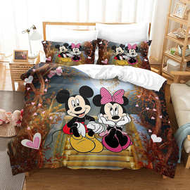 来图定制3D数码 床上用品四件套 动漫风格 跨境老鼠 被套三件套