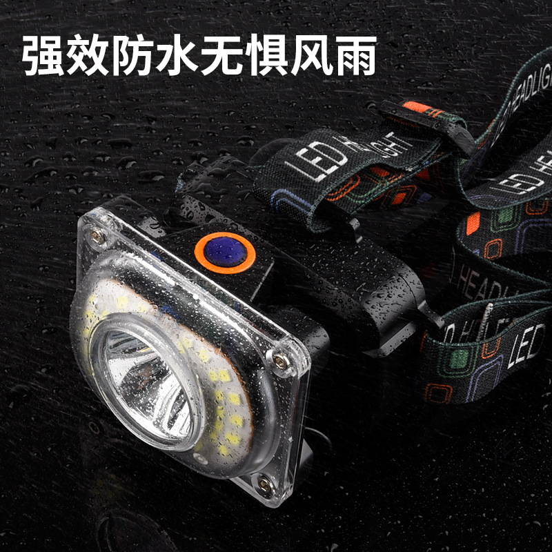 Montado en la cabeza 32 LED proyector de doble propósito faro camping senderismo pesca iluminación recargable faro 3 colores opcionales